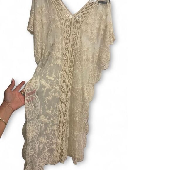 NWT (L) Cupshe Cream Lace & Crochet Maxi Swim Cover Up - Picture 2 of 15